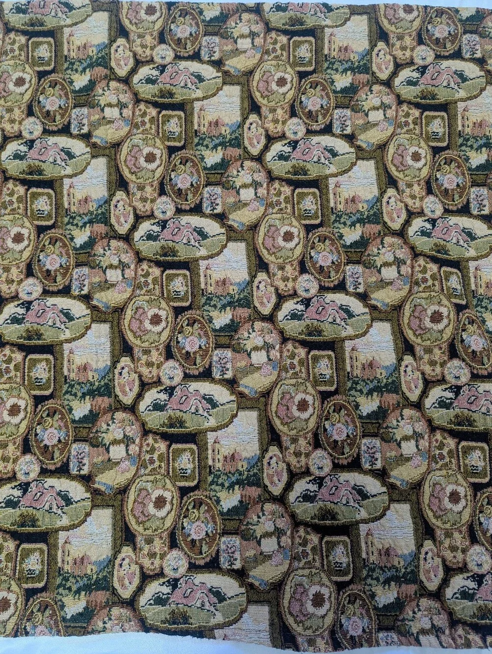 Vtg Tapestry Small Tablecloth Runner 28